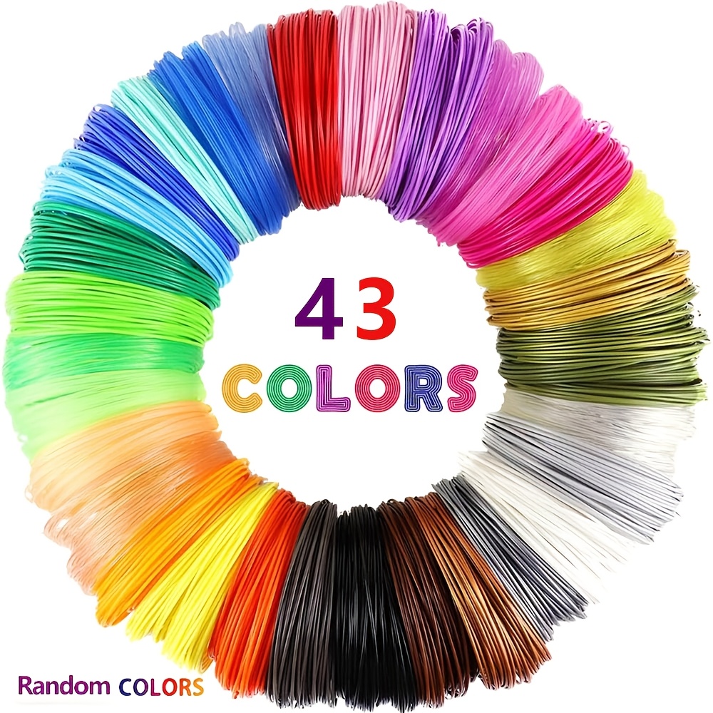 TEMU Pack de recharge de filament PLA pour stylo imprimante 3D, inclut 43/33/23/13 couleurs, convient aux stylos d', diamètre 1,75 mm, 118,11 pouces