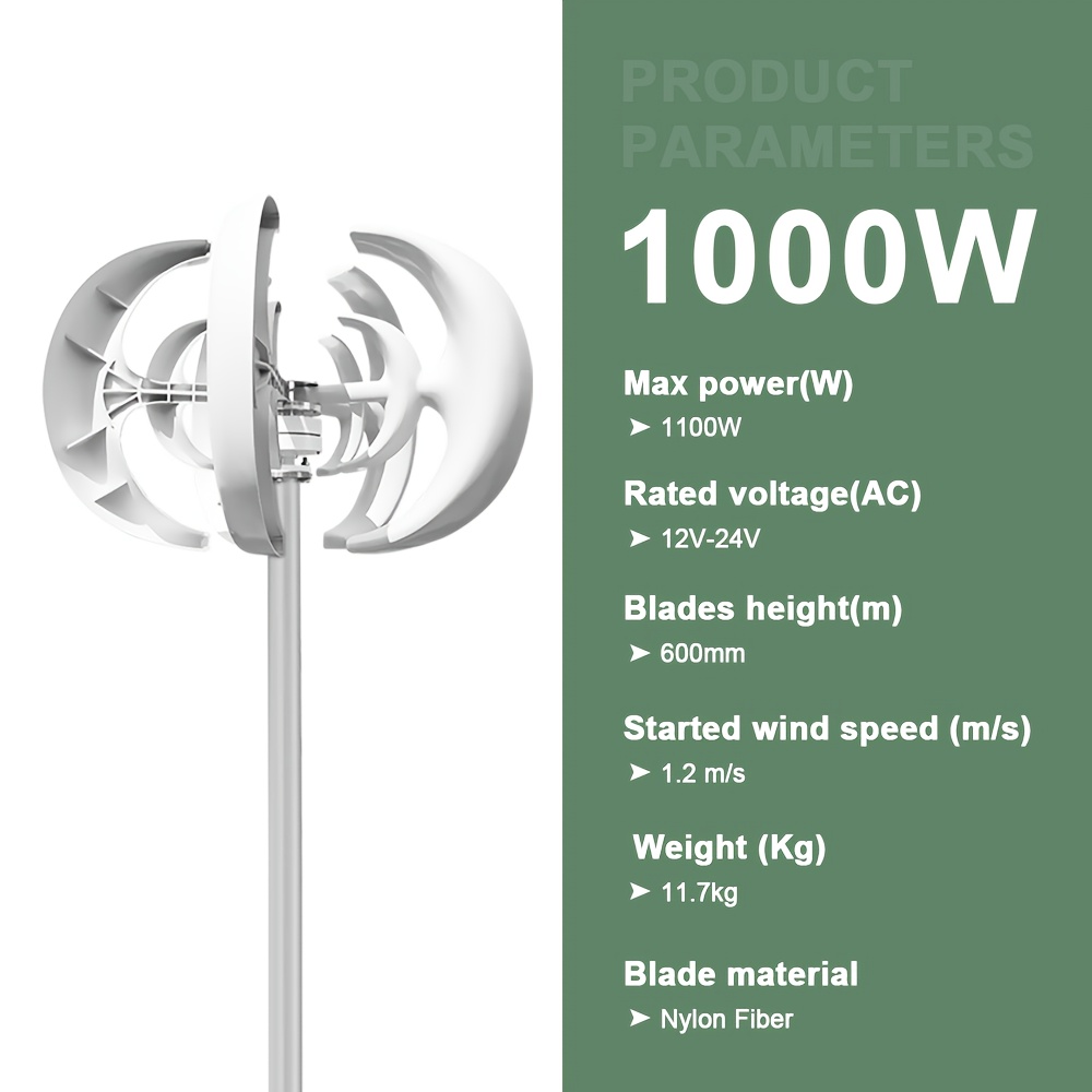 Halloween Gifts 1000w Vertical Axis Wind Turbine For Home Use, 12v/24v, 5 , Free Mppt Controller, , Low Wind , Fast Delivery