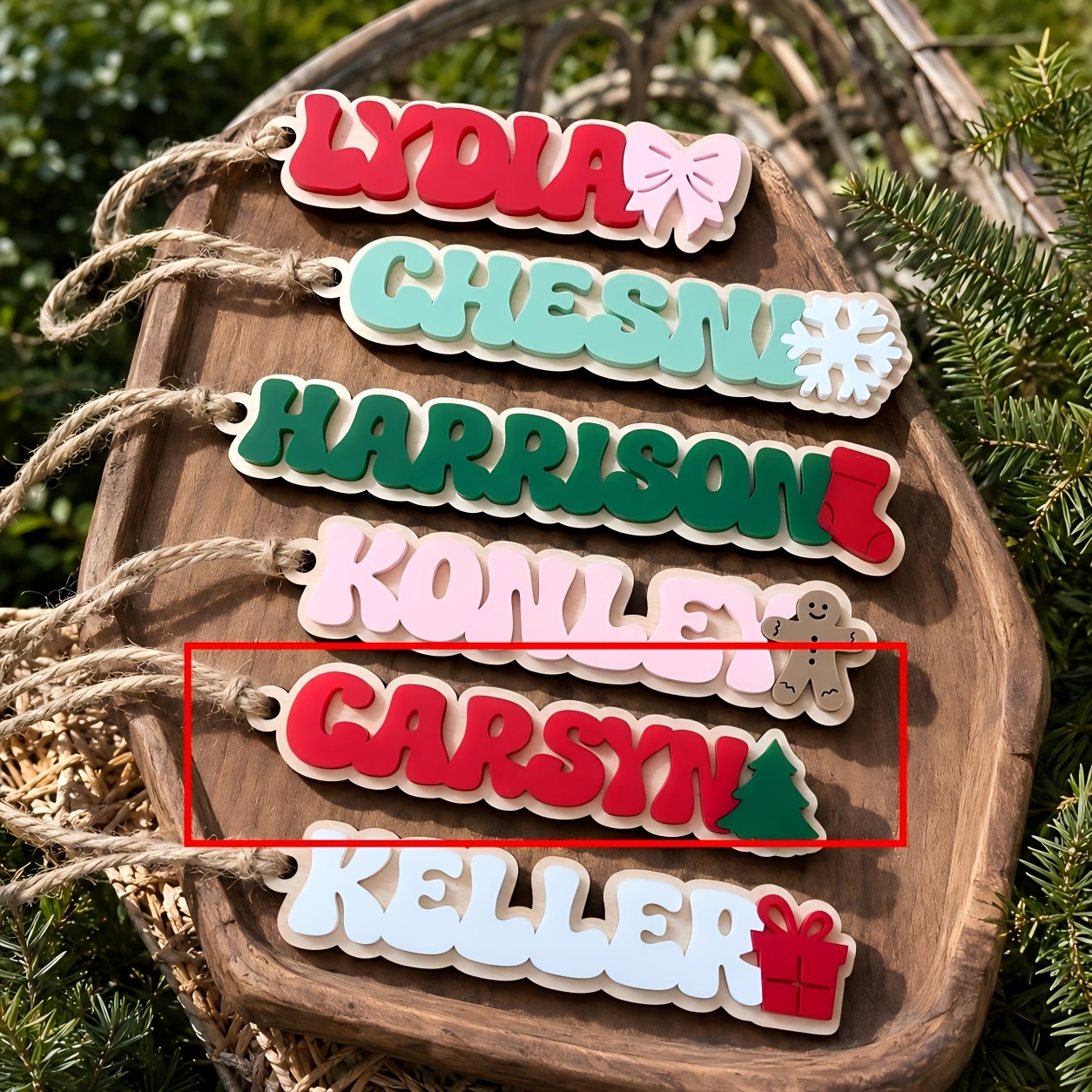 TEMU Premium Personalized Christmas Name Ornament, Custom 3d Acrylic And Wood Tag With Holiday Icon, Handcrafted Double-layer Keepsake For Tree And