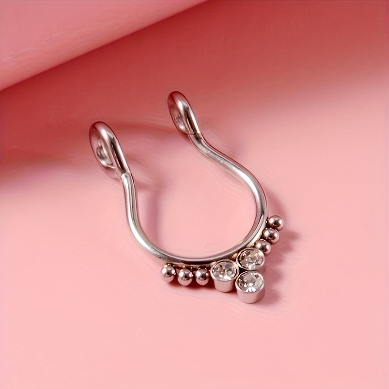E-shop 1 Stück 304 Edelstahl Modischer Nicht-Piercing Nasenclip Nasenring, Tägliches Geschenk Urlaubskleines Geschenk, Unisex Vielseitiger Stil