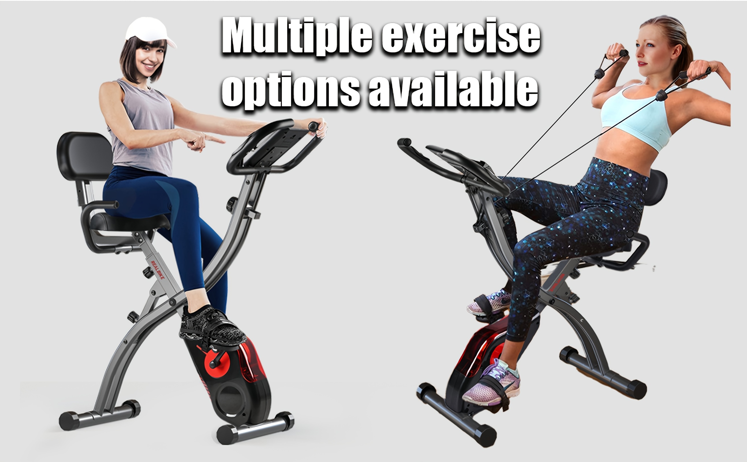 [Quiet Folding Bike] Ultra-Quiet, Foldable Magnetic Folding Exercise Bike with 8-Level Resistance - Heart Rate Monitor, LCD Display, Tablet Holder for Home Workouts, Purple