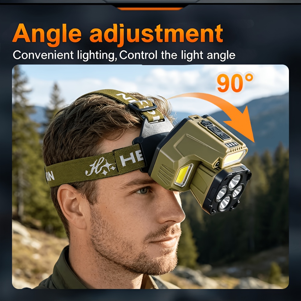 2pcs Square Anti-Collision Induction Headlights, USB Rechargeable
