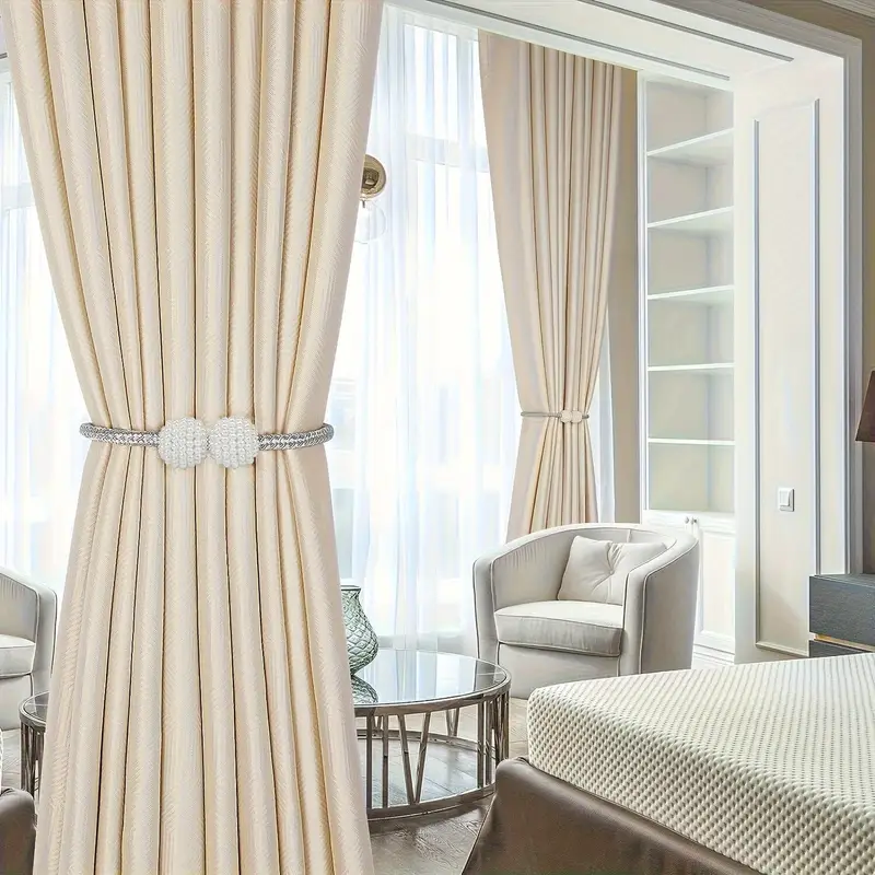 2 pack window drape holdbacks elegant polyester rope tiebacks for home office decor details 4