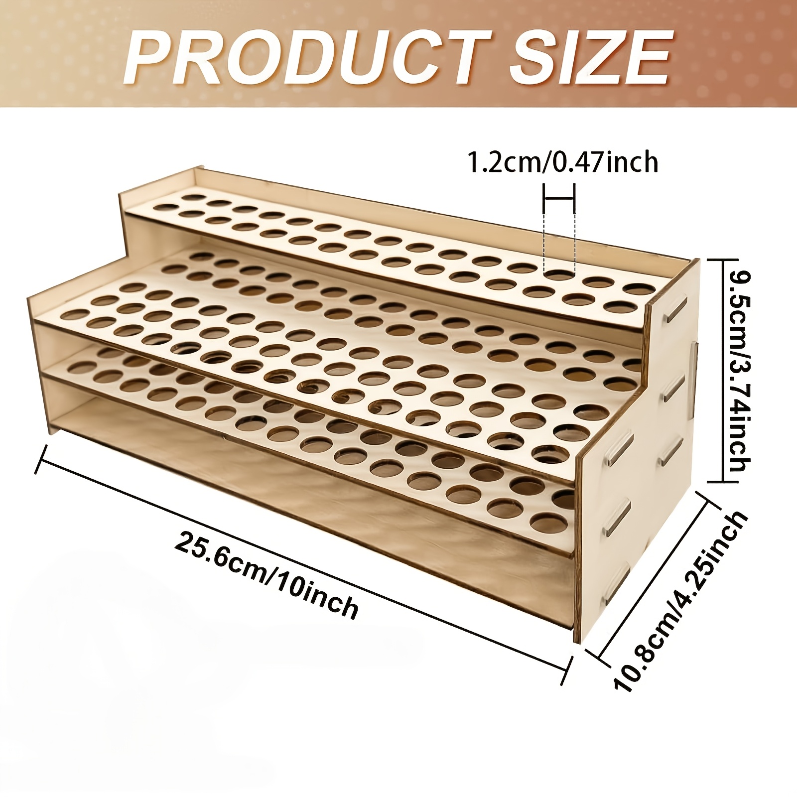 Image of 1pc Wooden Paint Brush Holder, 75-hole Detachable Pen Organizer, Hole Diameter 0.47 Inches, Elegant Art Supply Rack, Capacity For Brushes And Pens