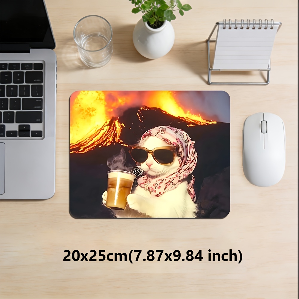 TEMU 1pc Funny Cat Memes, Cat Holding Drink Portable Mouse Pad, Rubber Non-slip Desk Mat, High-definition Printed Desk Mat, Gaming Mat, Stylish Gift,