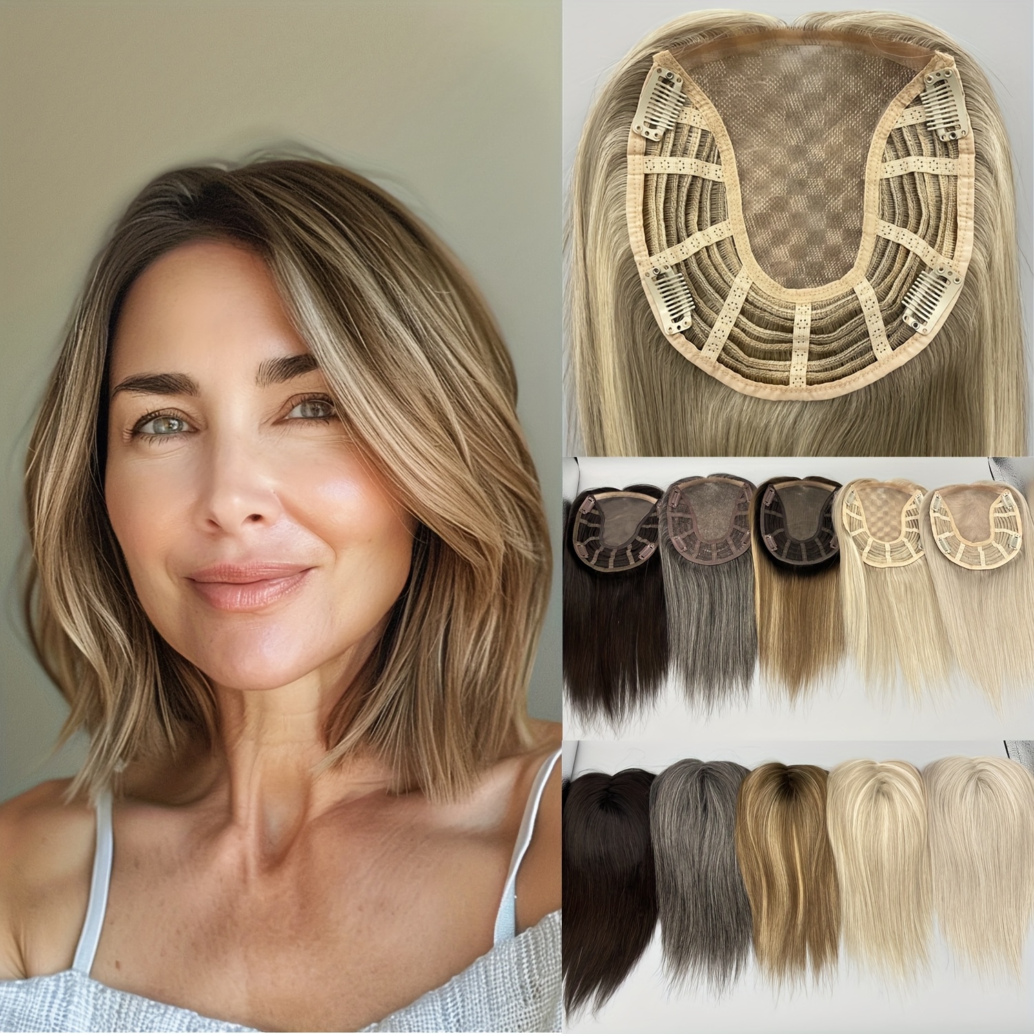 human hair toppers women human hair 10 inch 6 - Temu display picture 1