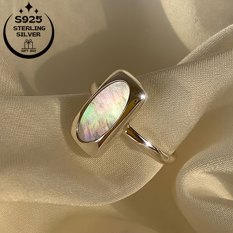 925 Sterling Silver Adjustable Faux Jade Inlay Ring