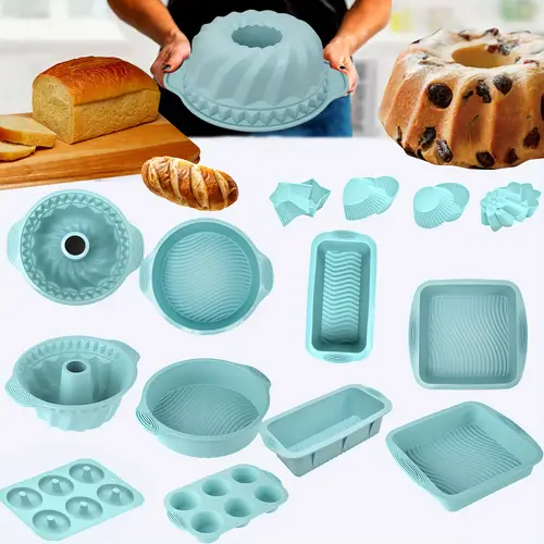 30pcs nonstick silicone bakeware set with baking pan silicone cake molds baking sheet donut pan silicone muffin pan cake pan and 24 pack silicone cupcake mold baking cups
