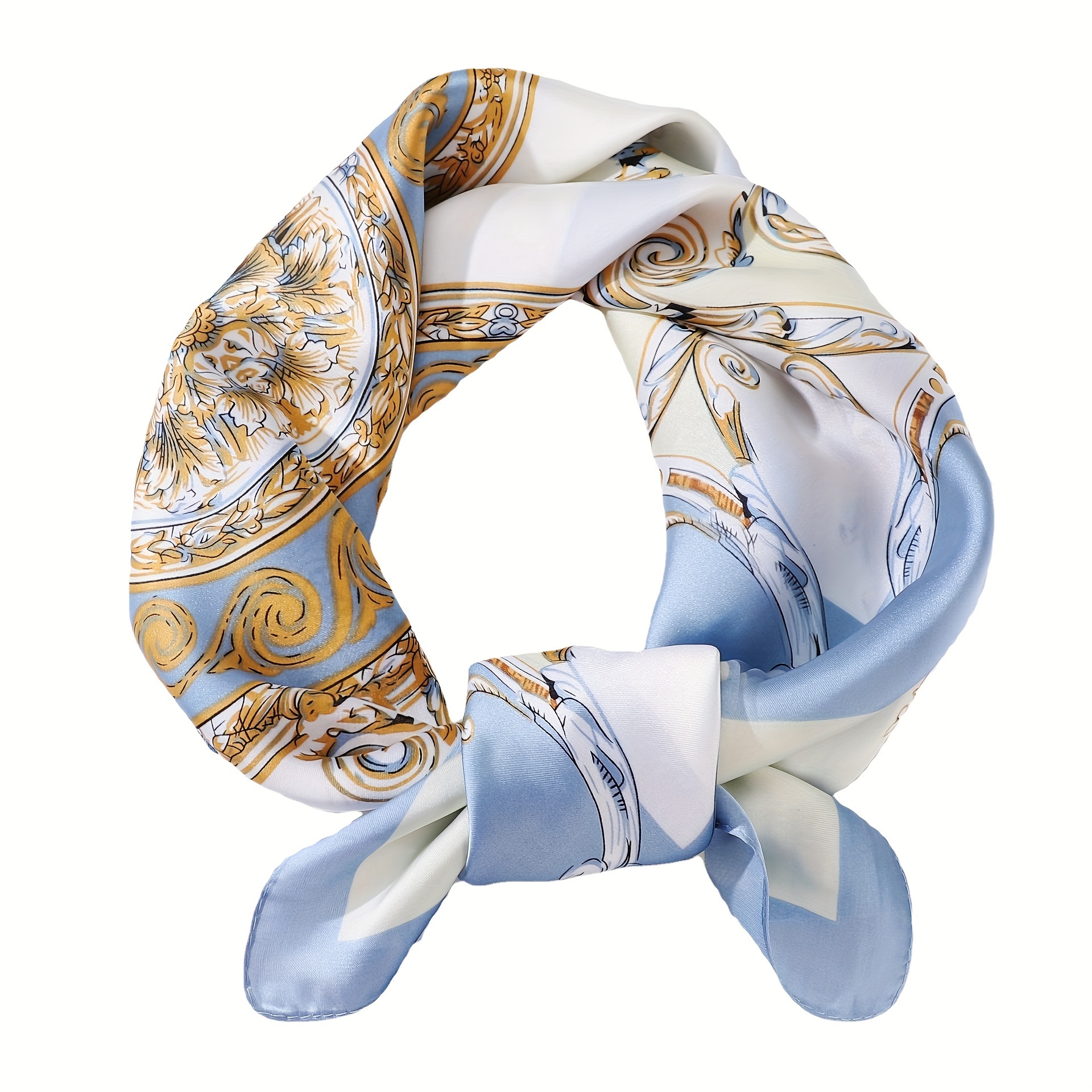 TEMU 1pc Versatile 70 Small Square Scarf For Women With Pattern Small Neck Scarf Satin Scarf Neck Scarf