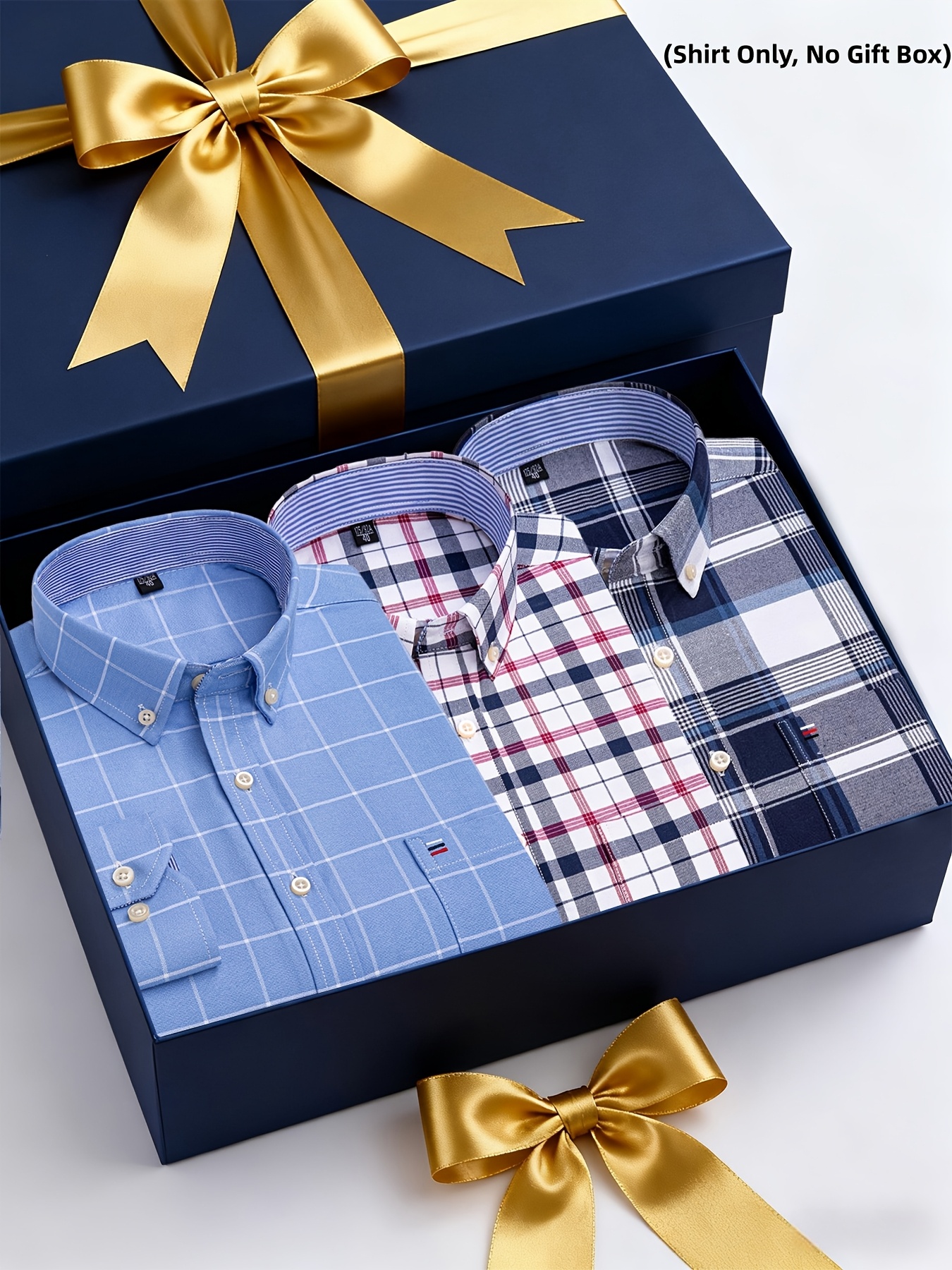 A Set of Three Pure Long-Sleeve Oxford Shirts with Embroidered Pockets on The Chest, Essential for Business Casual Outings, Suitable for Various Occasions, Available in Multiple Styles