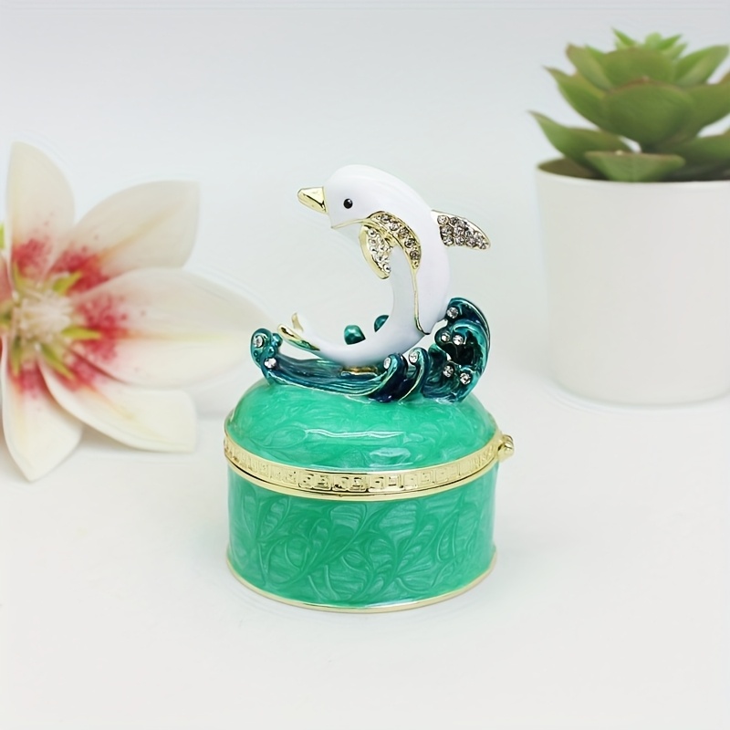 macaron dolphin enamel jewelry box hand painted Temu