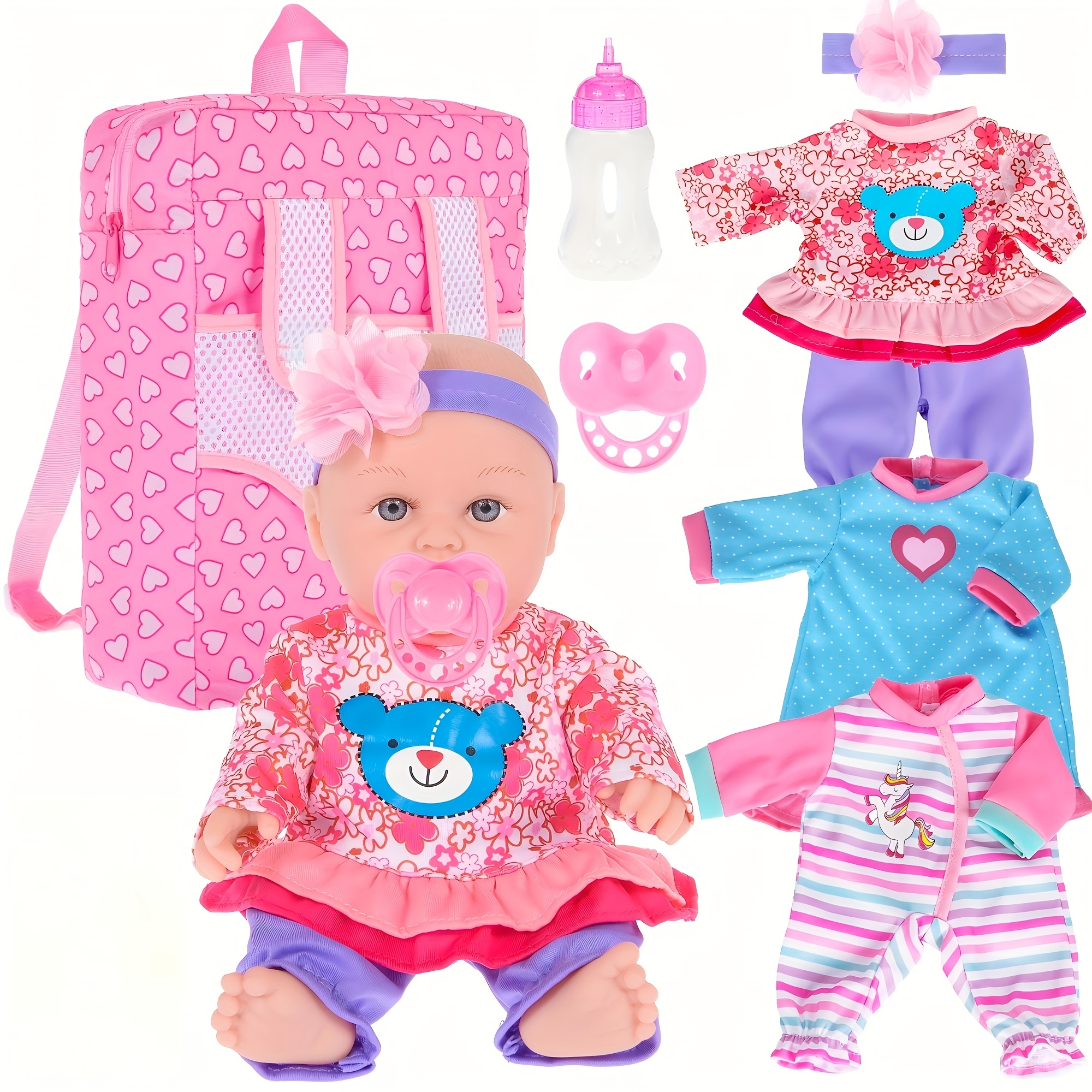 TEMU 12 Inch 30cm Doll And Accessories With 3 Sets Clothes, Backpack, Play Toy.new Year Christmas Gift For Kids Ages 3+