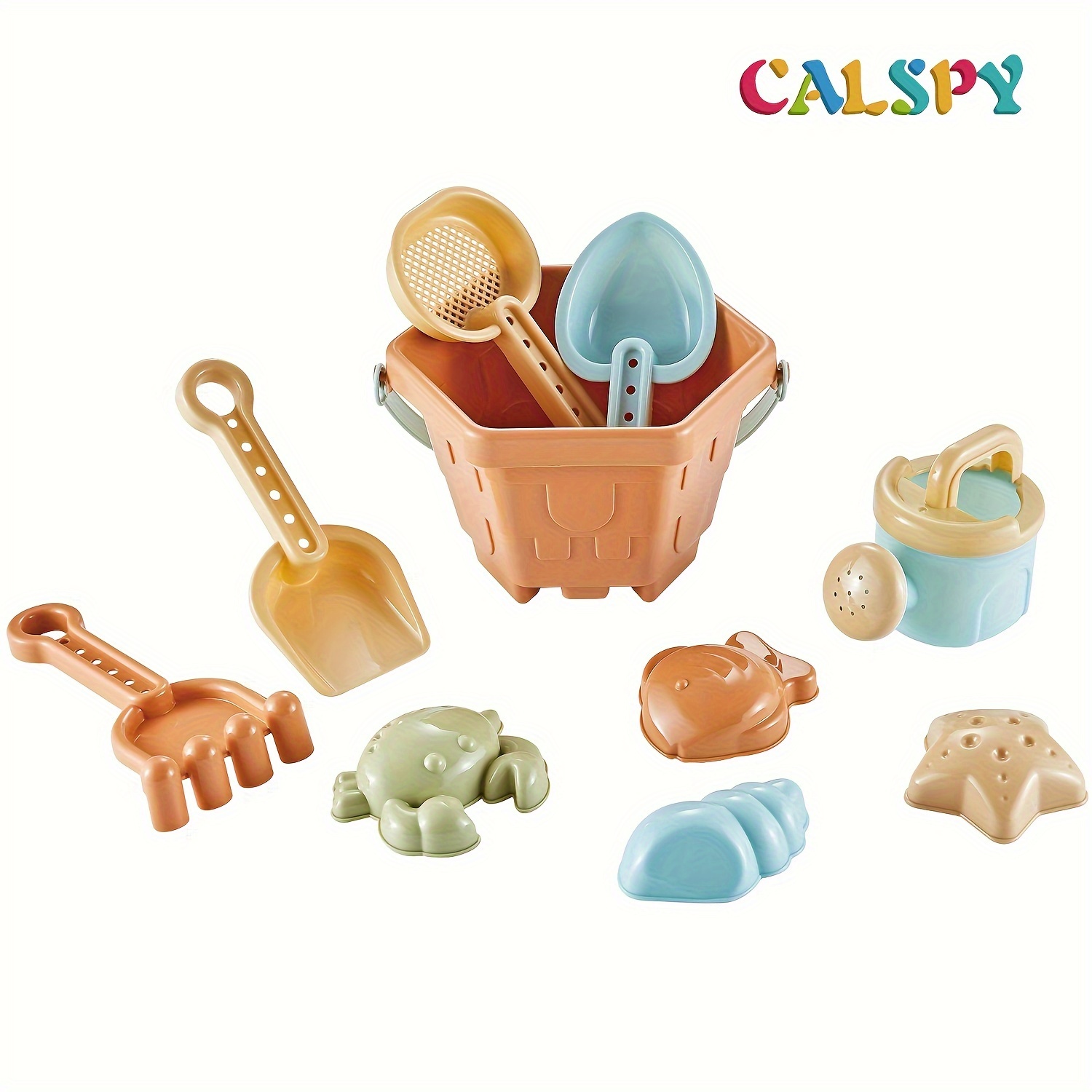 calspy 10pcs beach toys set sand box toys for kids outdoor fun engineering vehicle shovel hourglass more sea and beach accessories christmas halloween gift