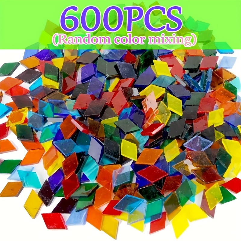 Image of 100/300/600pcs Multicolor Transparent Rhombus Glass For Mosaic Tiles, Versatile Craft Pieces For Mosaic Lamps And Creative , Handmade Materials, Diy Handmade Materials