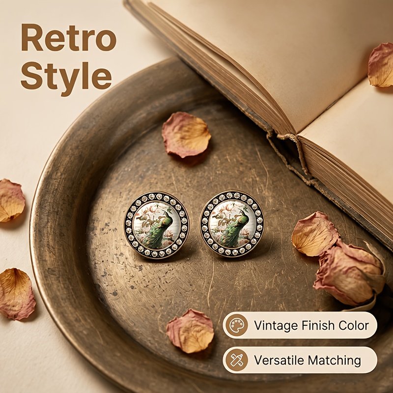 2pcs Set of Translucent Glass-inlaid Stud Earrings
