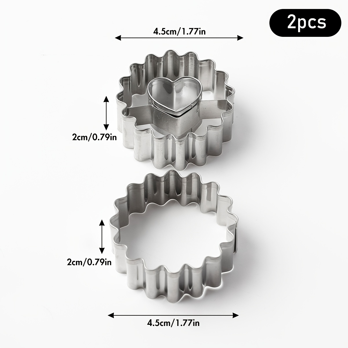 2pcs, Linzer Cookie Cutters, Stainless Steel Pastry Cutter, Sauce Jam Biscuit Molds, Baking Tools, Kitchen Accessories
