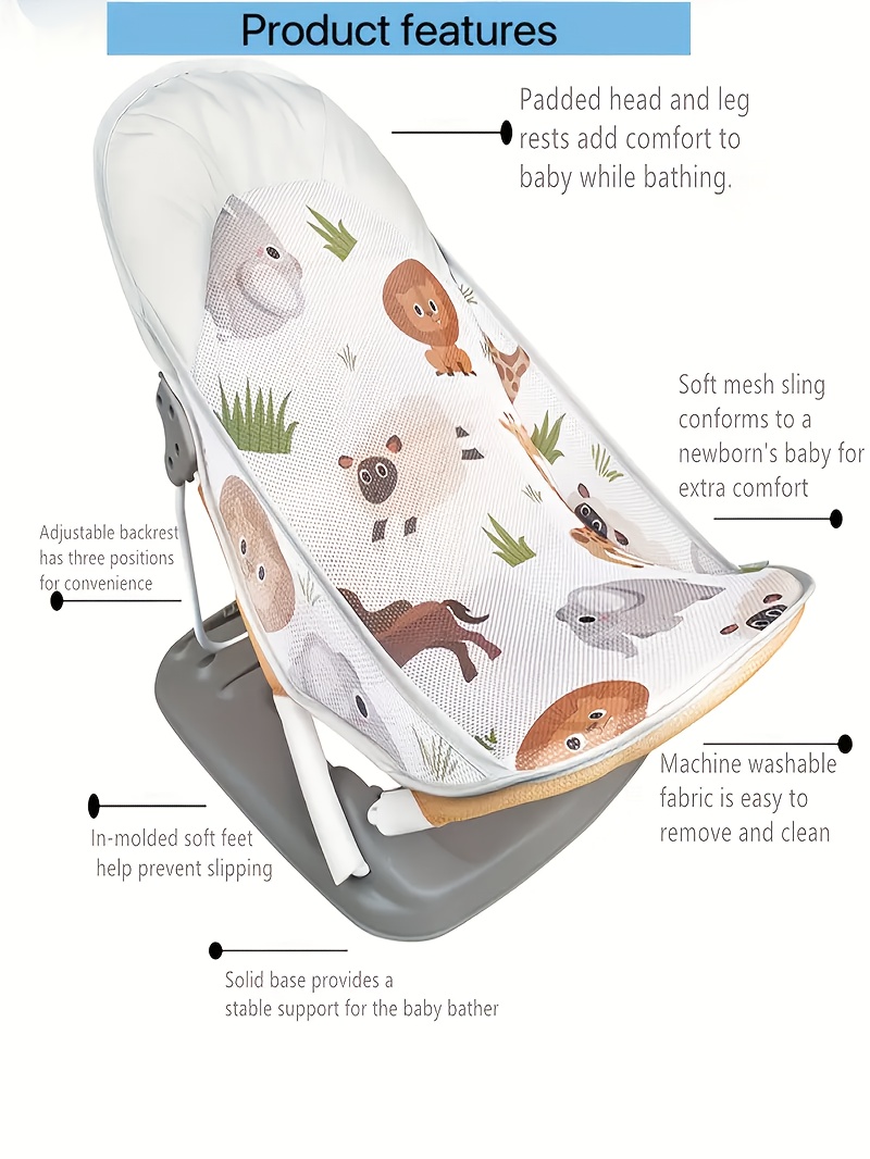 foldable baby bath seat spine support non slip bath net Temu Spain