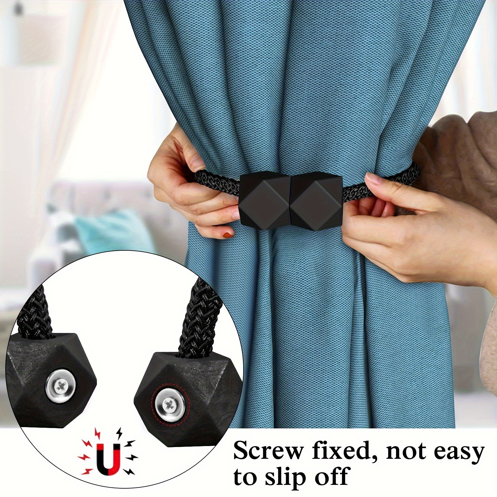 4pcs modern magnetic curtain tiebacks adjustable   for bedroom living room decor details 13