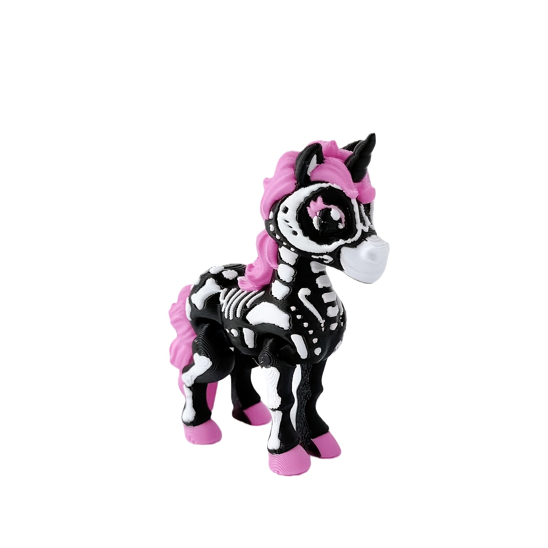TEMU 1/2pcs 3d Printed Mini Unicorn, Skeleton Horse Character Figure Doll, Articulated Toy, Desktop Decoration, Birthday Party Gift, Halloween