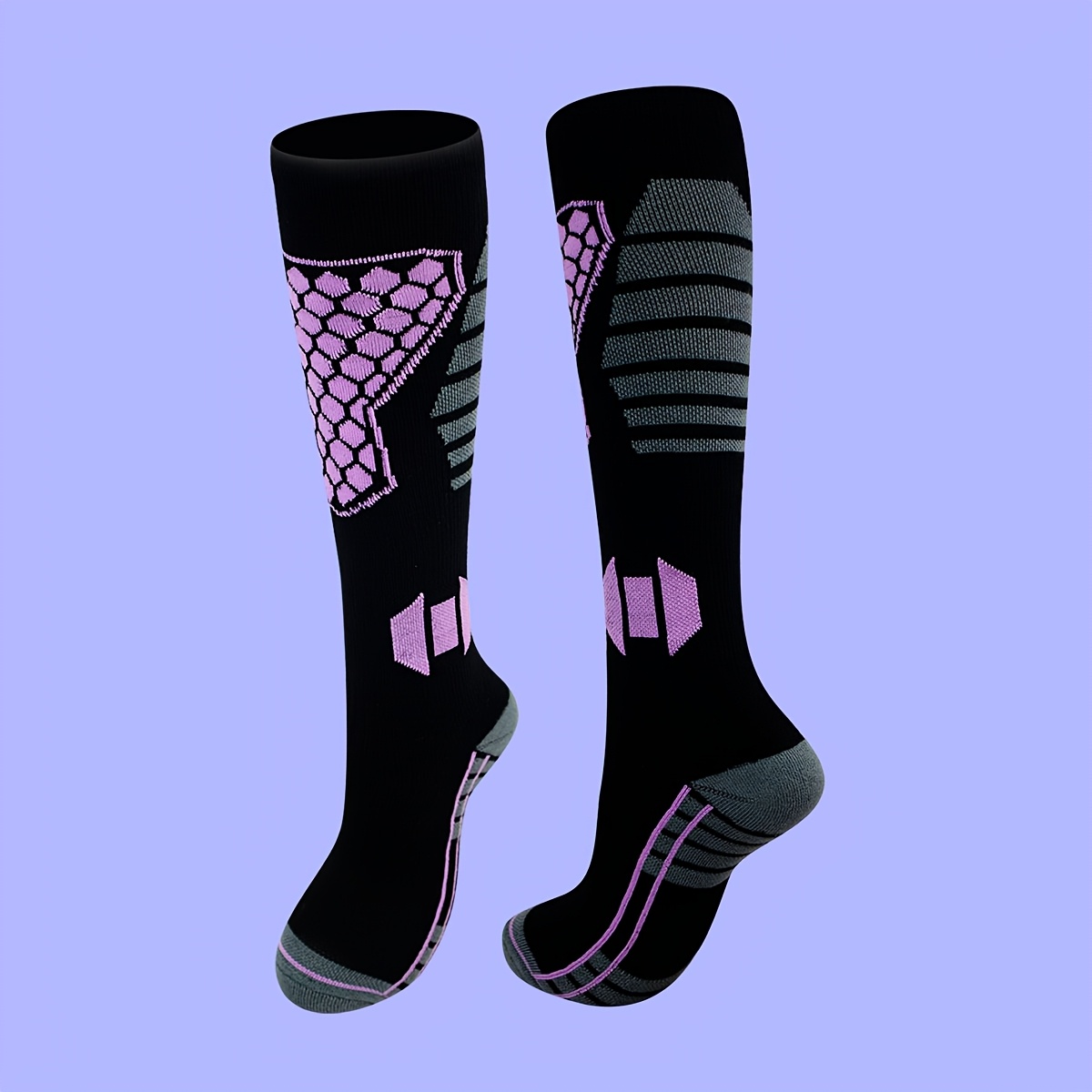 E-shop 1 Paar Herren- Damen-Winter-Snowboardsocken, Outdoor-Sport-Wanderpuffer-Dickstoffsocken, geometrisches Muster, für Männer Frauen