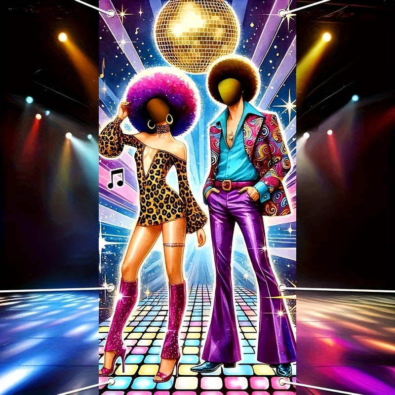70s Disco Party Photo Backdrop with Neon Lights