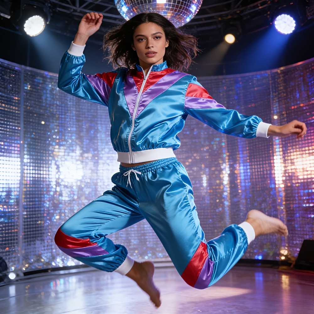 90s disco sportswear 2pcs jogging suit retro style carnival - Temu