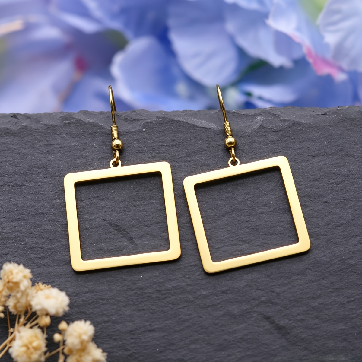 Women's Geometric Rectangle Drop Earrings, Minimalist Style