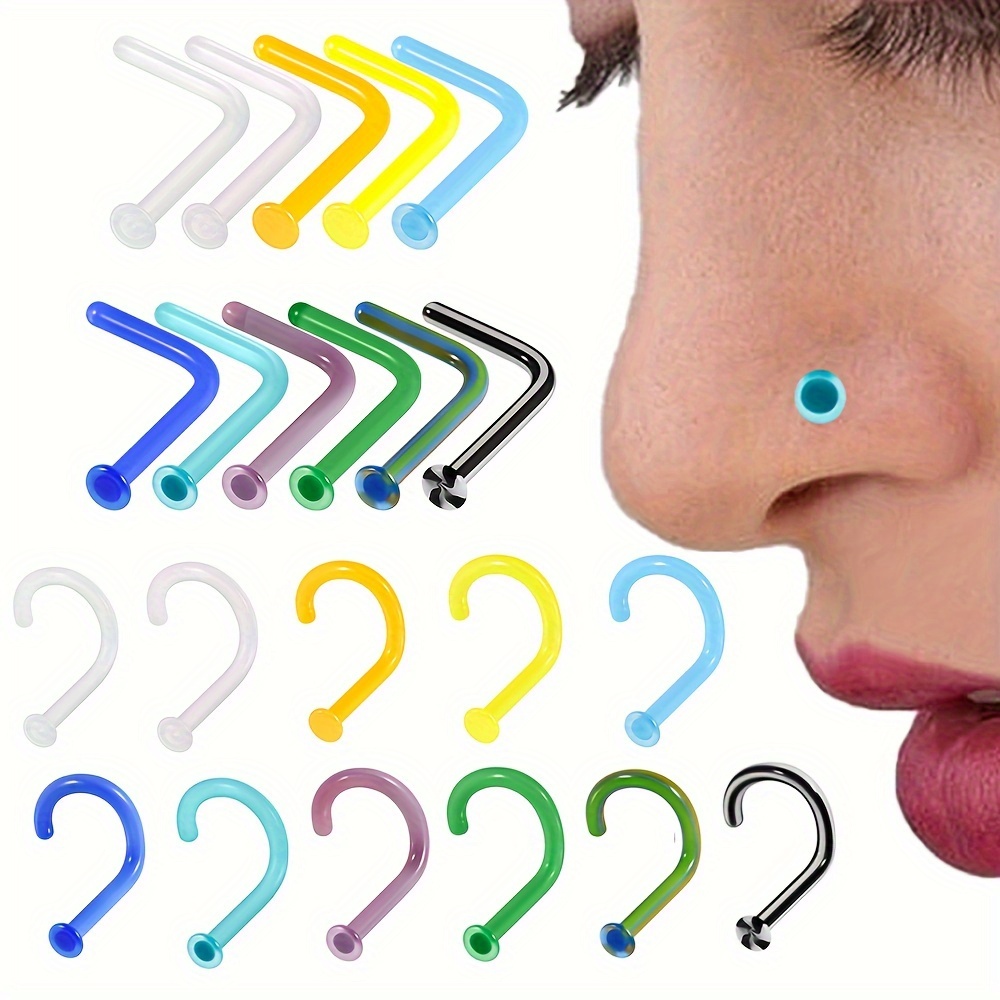 Bioflex Nose Nose Ring Stopper ZS 12pcs 20G Colorful Bioflex