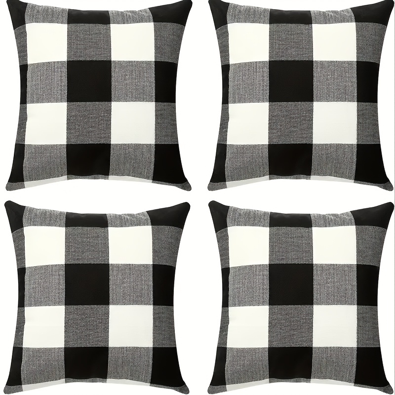 TEMU Quatre ensembles de taies d'oreiller à carreaux , taies d'oreiller de ferme champêtre, taies d'oreiller décoratives , adaptées aux voitures, aux