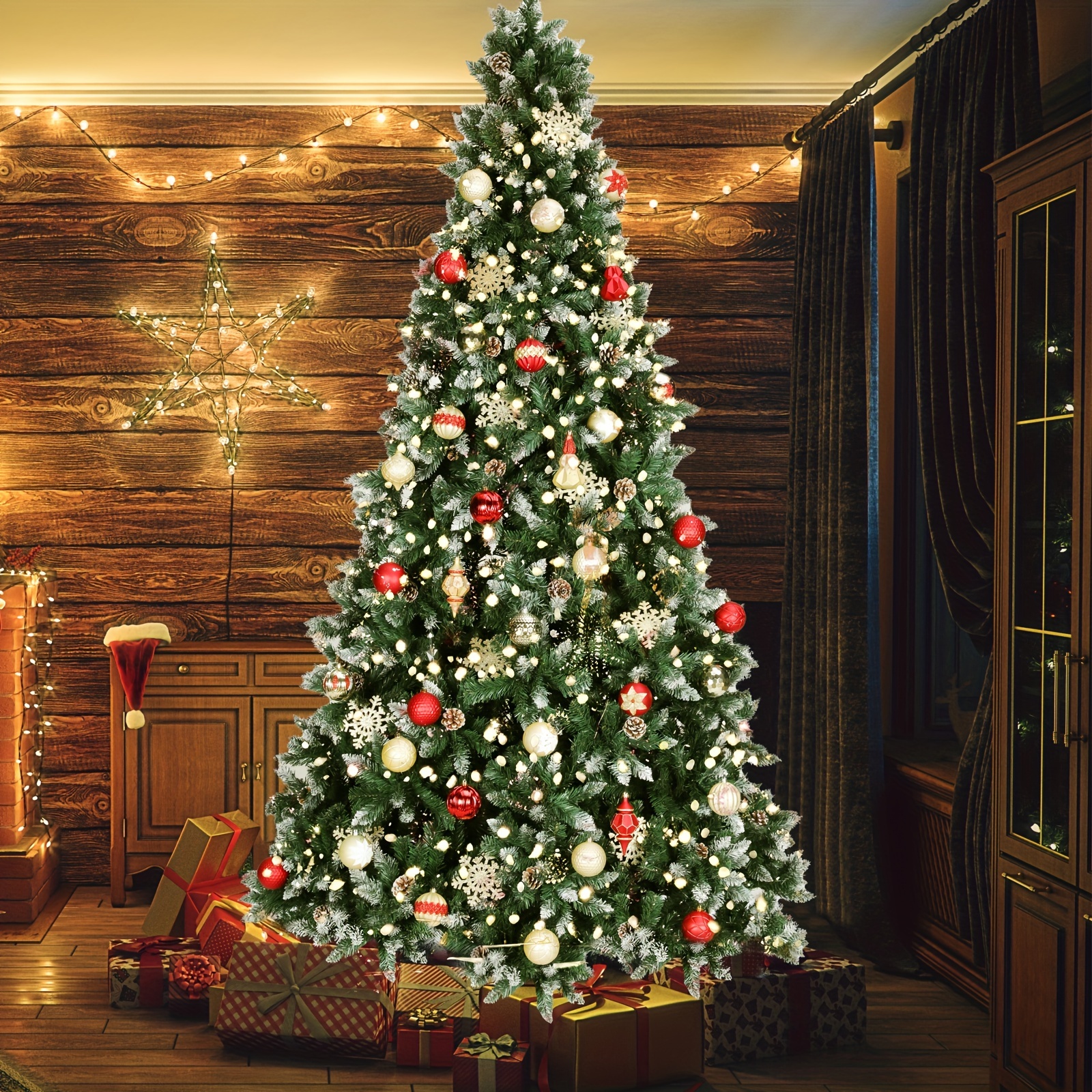 Christmas Tree, Pine Cone Snowflake Christmas Tree, 150-270cm, Artificial Christmas Tree, Easy to Assemble, Christmas Decoration, Christmas Gift (without Lights), Seasonal Display, Festive Decor, Elegant Holiday, Festive Style, Durable Plastic