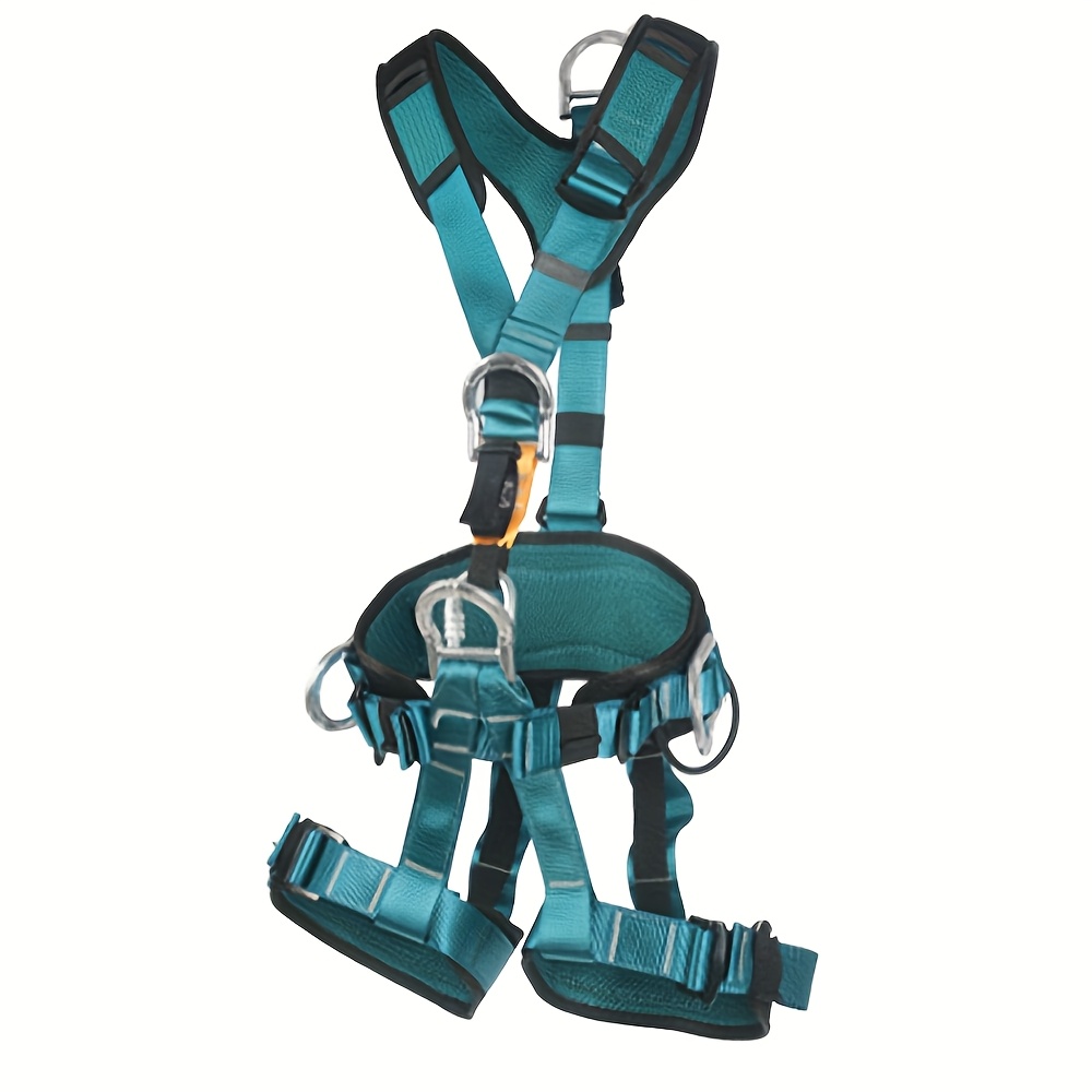 1pc, one-piece safety belt, suitable for waist circumference 70-120cm and leg circumference 53-80cm, aluminum alloy lock ring, polyester material with body, high-altitude work safety belt, outdoor five-point full-body safety belt, speed descent insurance belt, mountaineering equipment set