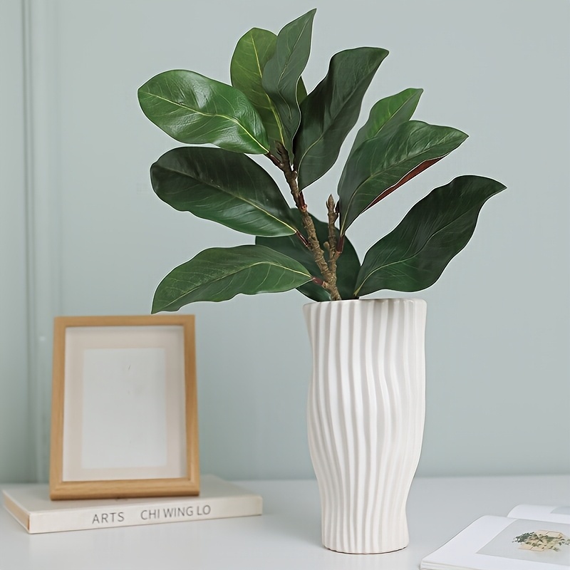 Image of 3pcs Simulated Green Plant Magnolia Leaves, Suitable For Home Decoration, Study, Art Gallery, Restaurant, Cafe Decoration, Wedding Garden Cabinet Decoration