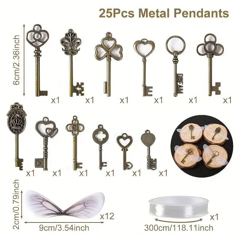 25pcs Warner Harry Potter , Including 12pcs Wings And 1pc Ribbon And 12pcs Key Handles, Photo Photography Atmosphere Props Decoration Handmade, Suitable For Halloween, Christmas, Party Decoration