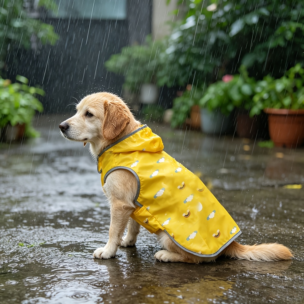 xddog dog jacket hooded raincoat with reflective safety stripes adjustable hook and loop closure leash hole durable coat suitable for small medium large dogs suitable for     and wet weather Product details 5