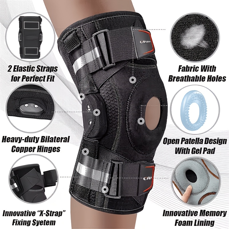 item picture knee brace with built in dual stabilizer bars adjustable knee support for joint stability breathable knee sleeve suitable for fitness recovery and daily knee