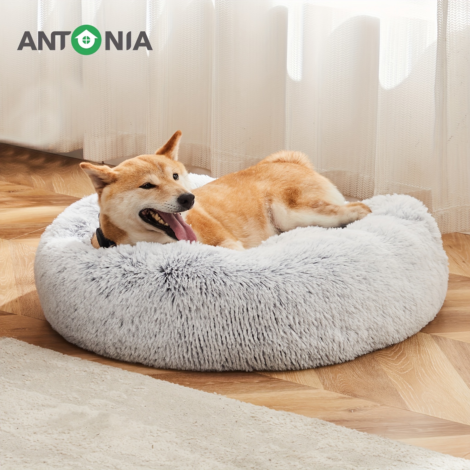 

Washable Calming Dog Bed For Large Dogs, Round Fluffy Plush Fur, Anti- Slip Large Pet Bed, Accommodates Up To 90 Lbs Pets