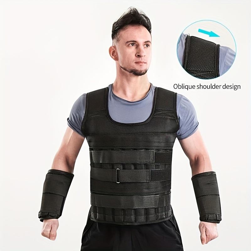 

1pc Universal Weight Vest, 77 Lbs Capacity, Black Pa (polyamide, Nylon) Material, Suitable For Fitness, Running, And Hiking