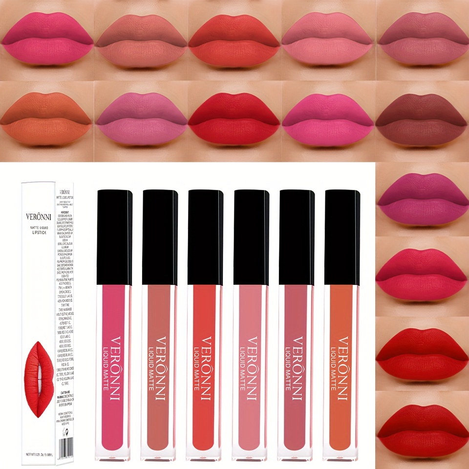 

Veronni Non-stick Cup Matte Lip Gloss Velvet Misty Lip Glaze Non-fading Creamy Lipstick Makeup Highly Pigmented