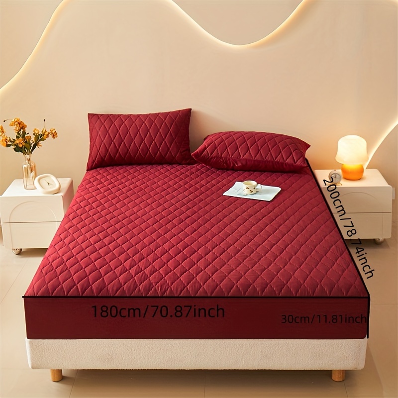 3pcs Set. Fitted Sheet. Easy. ; Non-slip; ; Thickened Bed Cover Protector; Suitable For Dormitory/bedroom/hotel; , Multi-colors (1pc Fitted Sheet And 2pcs Pillowcases)