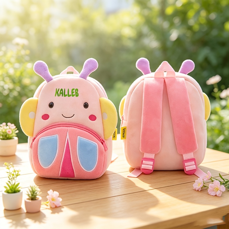 TEMU Cute Plush Backpack - Lightweight And Durable, With Adjustable Shoulder Straps, Zipper Closure, And Polyester Fiber Lining. Suitable For School,