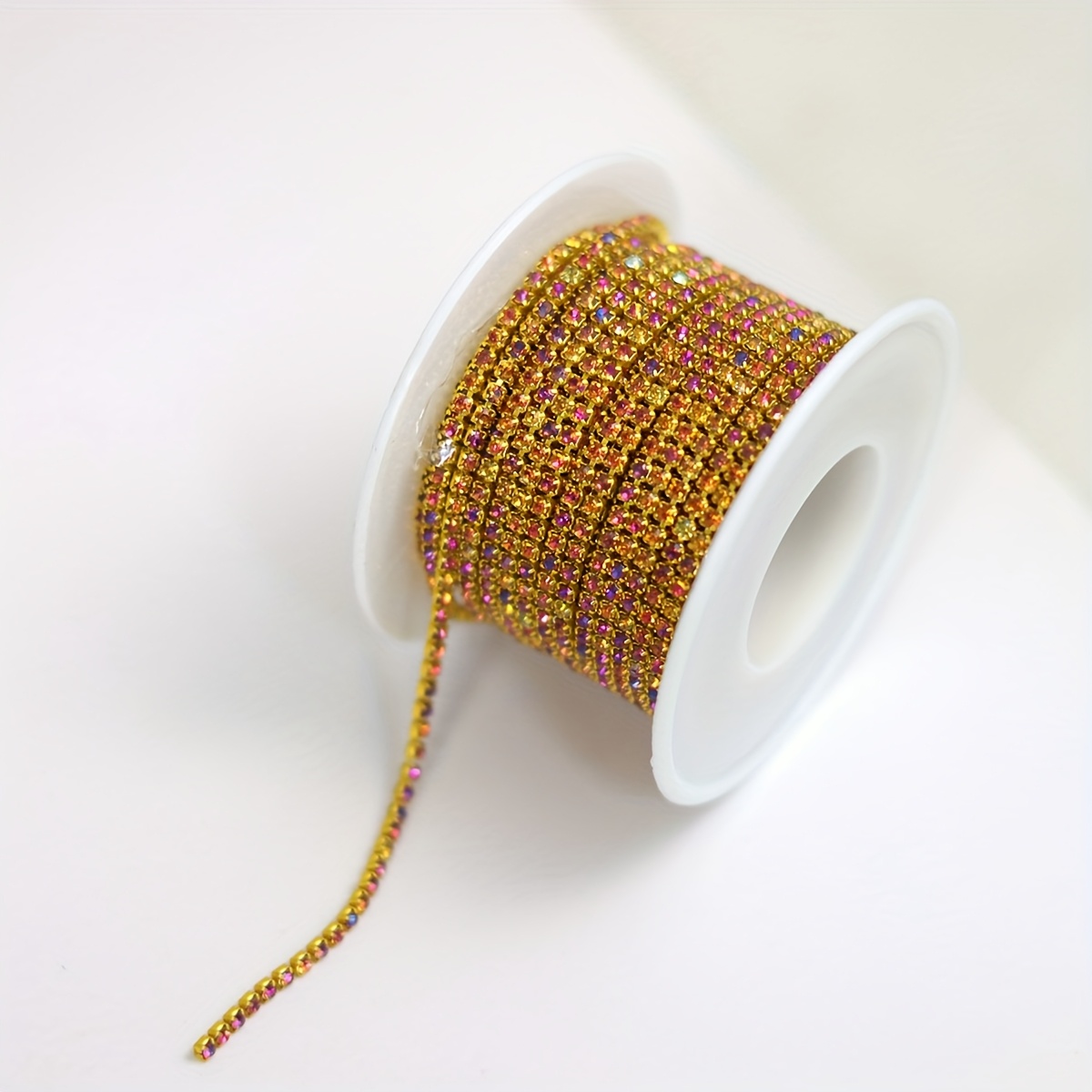 2mm Wide Multicolor Ab Iridescent Glass Rhinestone Chain Clothing Bags Nails Phone Cases And Other Decorative Rhinestone Chains