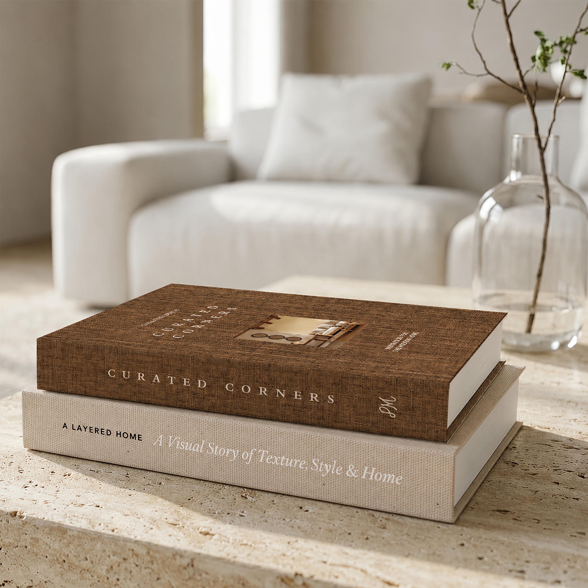 TEMU 2 libros decorativos para ( de lino), libros artificiales apilables, libros decorativos para decoración del hogar, adornos para la recepción del
