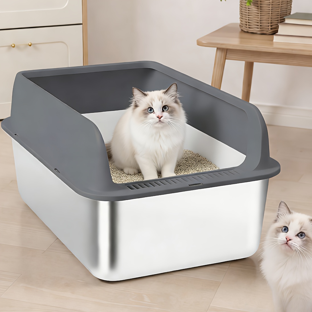 stainless steel cat litter box sold on Temu United States