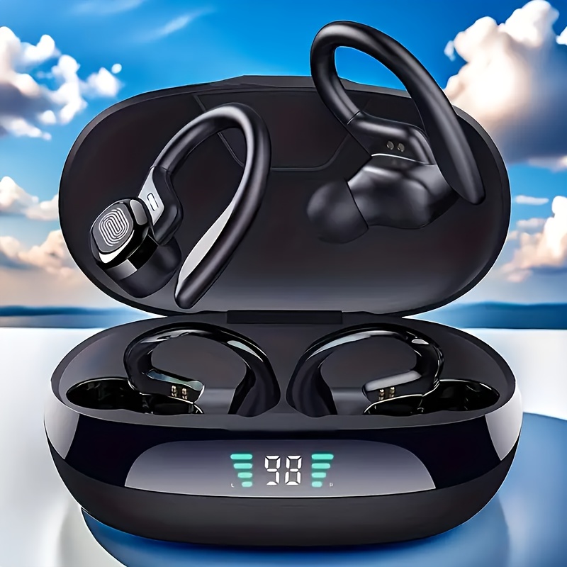 

Wireless Earbuds With 80-hour , Over-ear & Noise-canceling Mic - Led Battery Indicator, For Sports & Workouts