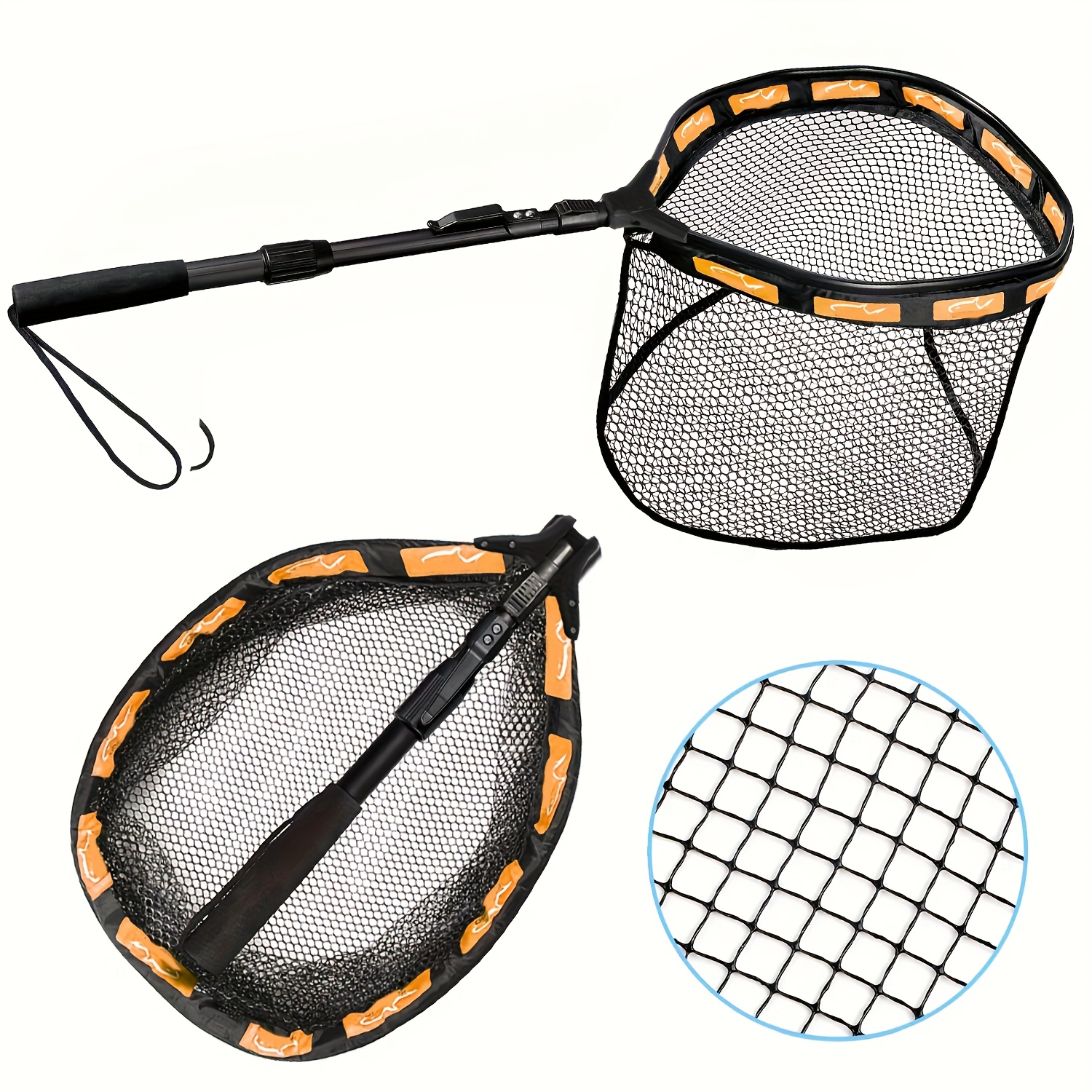 [Portable Fishing Net] Portable Floating Fishing Net | Foldable, Retractable, Lightweight with Soft EVA Foam Handles for Easy Catching And Releasing, Convenient for Transportation And Storage