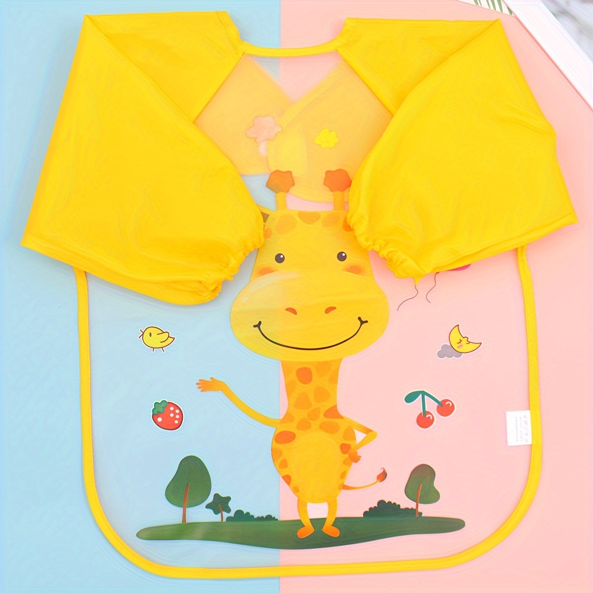 waterproof smock cartoon long sleeved reversible eating cloth feeding bib apron details 0