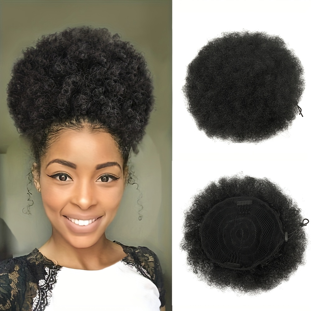 Synthetic Afro Puff Drawstring Ponytail Hair Pieces Clip-on Kinky Drawstring Curly Ponytail