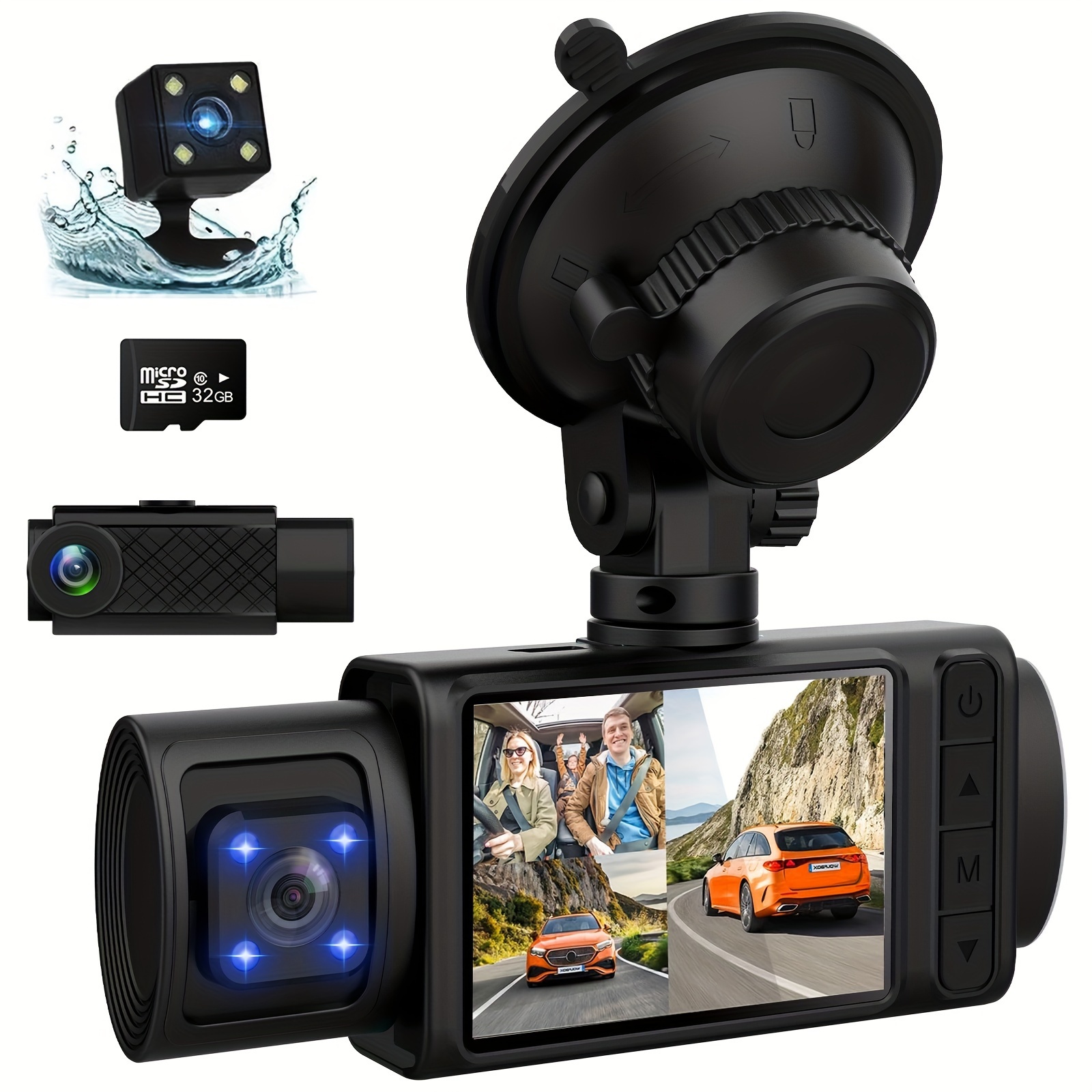3 Channel Dash Cam,4K+1080P Dash Cam Front And Rear