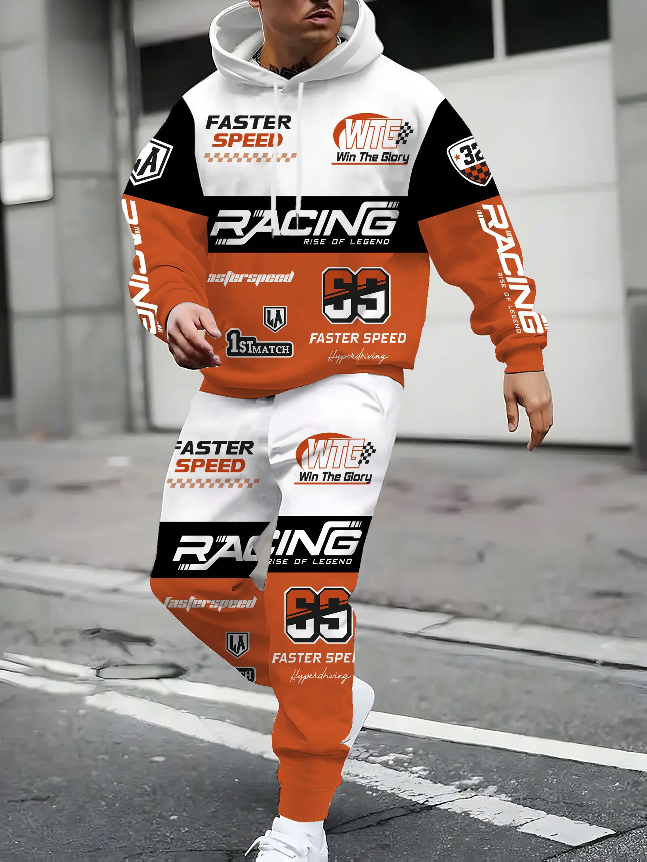 3D digitale print race hoodie set