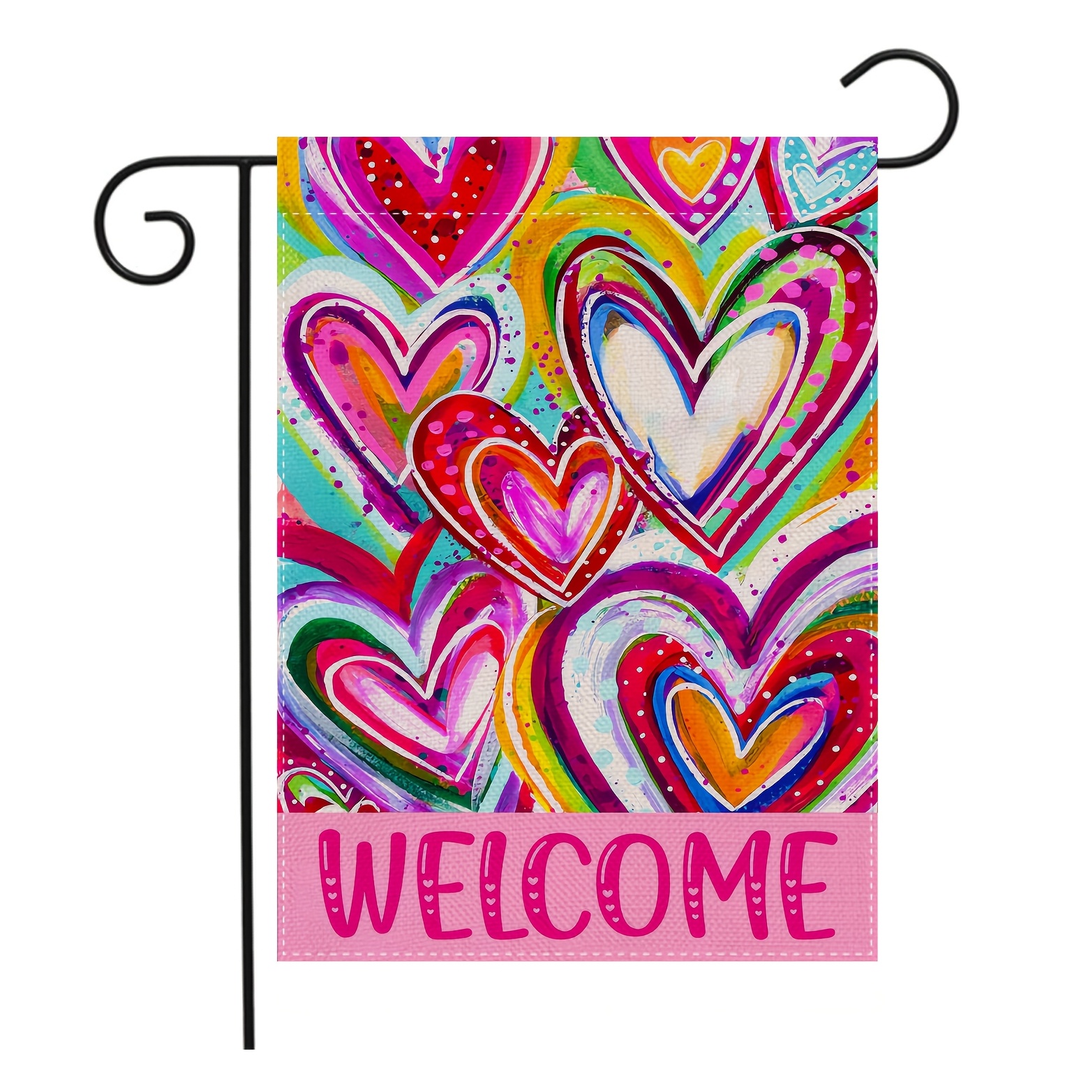 

Watercolor Love Heart Garden Flag - 12x18 Inch, Double-sided, Polyester, Valentine's Day & Weddings, No Flagpole Included